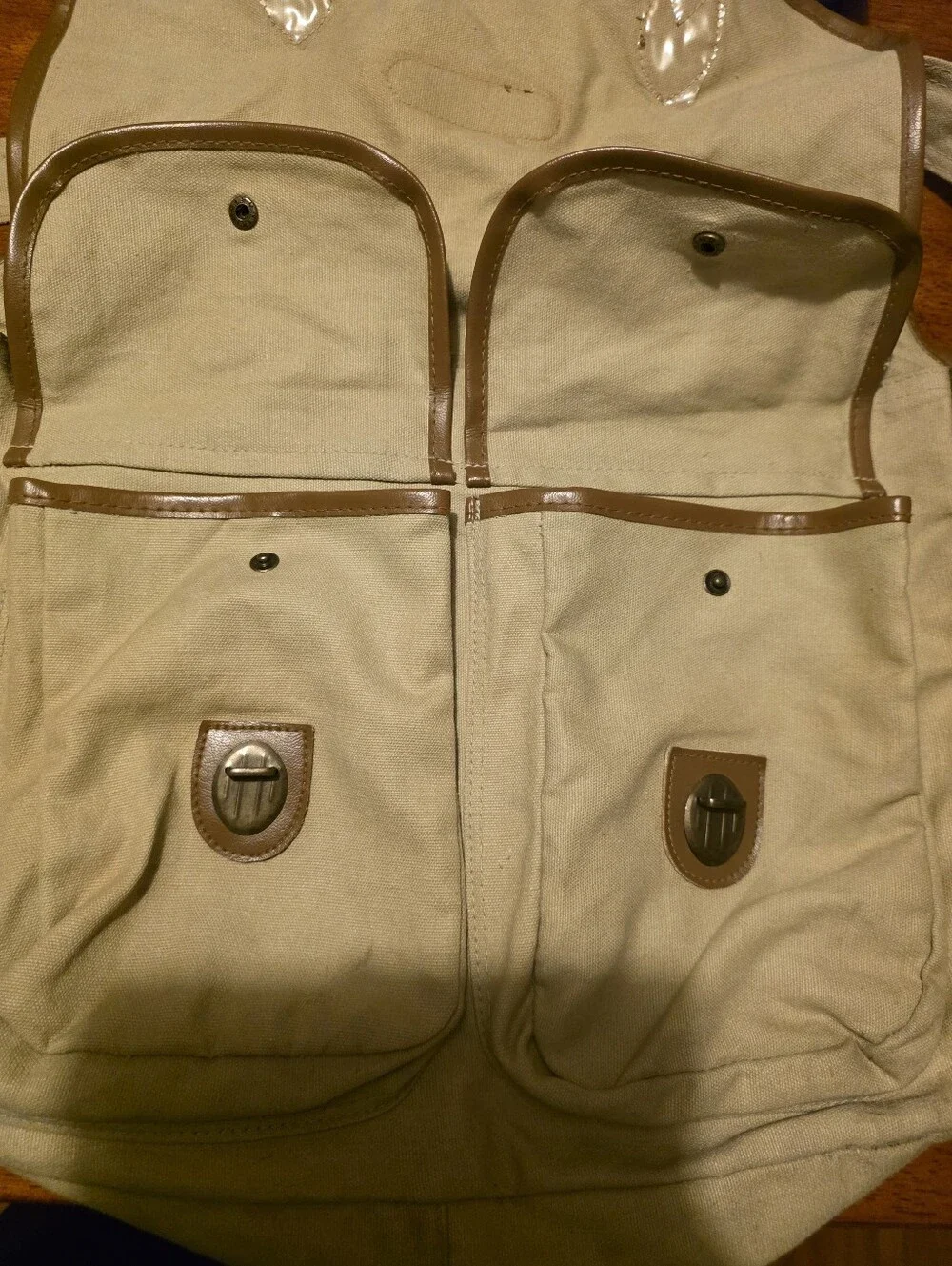 Times Magazine Canvas Messenger Bag with Brown Trim, Leather And Canvas